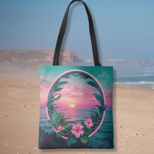 Schöner, rosa-Aquamariner Tropenwald der Blume Tasche