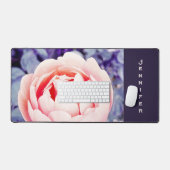 Schöner rosa Blume Personalisierter Computer Schreibtischunterlage (Tastatur & Maus)