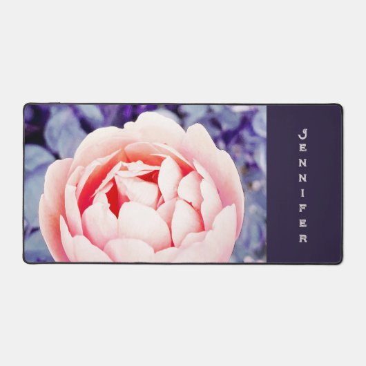 Schöner rosa Blume Personalisierter Computer Schreibtischunterlage (Vorderseite)