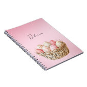 Schöner rosa Creme-Frühlingsblumen-Oster-Eier-Korb Notizblock (Rechte Seite)