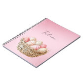 Schöner rosa Creme-Frühlingsblumen-Oster-Eier-Korb Notizblock (Linke Seite)
