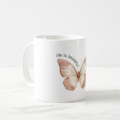 Schöner Rosa Creme Schmetterling Kaffeetasse (Vorderseite Links)
