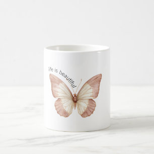 Schöner Rosa Creme Schmetterling Kaffeetasse