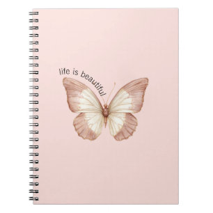 Schöner Rosa Creme Schmetterling Notizblock