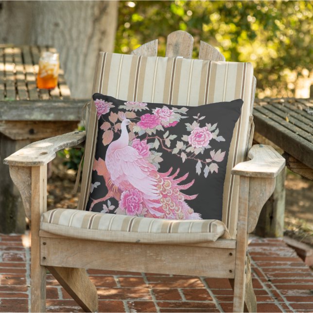 Schöner rosa Farbenfeder Peacock Blumengarten Kissen (Stuhl )