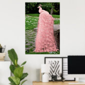 Schöner rosa Farbfedern Peacock Bird Poster (Heimbüro)
