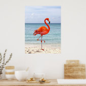 Schöner rosa Flamingo Bird am Strand Poster (Küche)