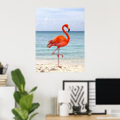 Schöner rosa Flamingo Bird am Strand Poster (Heimbüro)