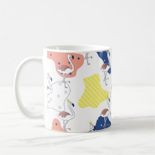 Schöner rosa Flamingo mit Kronen nahtlosem Muster Kaffeetasse