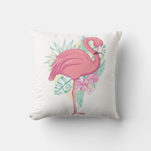 Schöner rosa Flamingo-Vogel Kissen (Vorderseite)