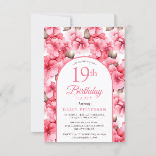 Schöner rosa Garten Blumenbogen Chic 19. Geburtsta Einladung