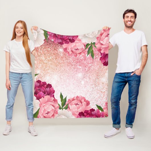 Schöner rosa Glitzer floral Fleecedecke (Beispiel)