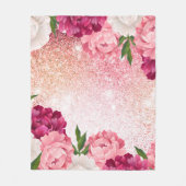 Schöner rosa Glitzer floral Fleecedecke (Vorderseite)