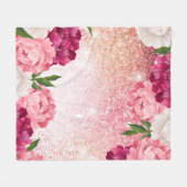 Schöner rosa Glitzer floral Fleecedecke (Vorderseite (Horizontal))