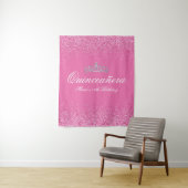 Schöner rosa Glitzer Quinceanera Wandteppich (Beispiel)