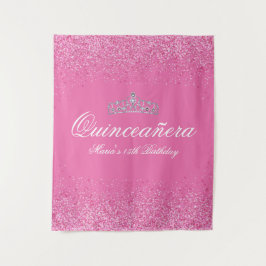 Schöner rosa Glitzer Quinceanera Wandteppich