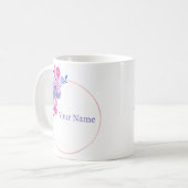 Schöner, rosa Lila Individuelle Name Kaffeetasse (Vorderseite Links)