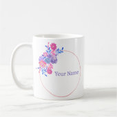 Schöner, rosa Lila Individuelle Name Kaffeetasse (Links)