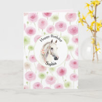 Schöner Rosa Mint Ranunculus Pferd Geburtstag