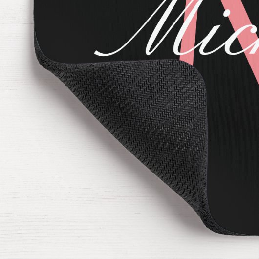 schöner Rosa-Monogramm-Schwarz Mousepad (Ecke)