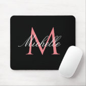 schöner Rosa-Monogramm-Schwarz Mousepad (Mit Mouse)