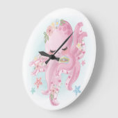 Schöner rosa Oktopus Große Wanduhr (Winkel)