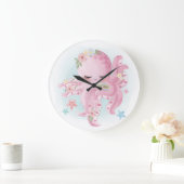 Schöner rosa Oktopus Große Wanduhr (Zuhause)