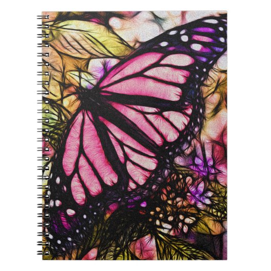 Schöner rosa Schmetterling abstrakt Notizblock (Vorderseite)