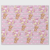 schöner rosa Teddy Geburtstag Geschenkpapier (Flach)