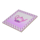 Schöner rosa Teekessel mit Blume Keramik Tile Fliese (Seite)