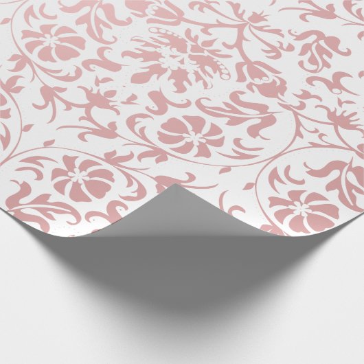 Schöner rosa und weißer Damast-mit Blumenentwurf Geschenkpapier (Ecke)