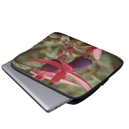 Schöner, rosa, violette Blumen Neoprenschläfer Laptopschutzhülle (Vorne Knopf)