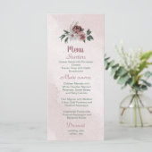 schöner, rosa Zimt Rose Blumengrün Menükarte (Stehend Vorderseite)