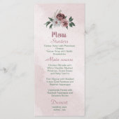 schöner, rosa Zimt Rose Blumengrün Menükarte (Vorderseite)