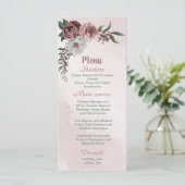 schöner, rosa Zimt Rose Blumengrün Menükarte (Stehend Vorderseite)