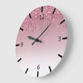 Schöner rosafarbener Glitzer Große Wanduhr (Winkel)