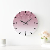 Schöner rosafarbener Glitzer Große Wanduhr (Zuhause)