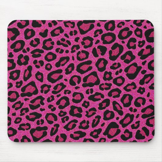 Schöner, rosafarbener Leopardenhaut-Glitzer glänzt Mousepad (Vorne)