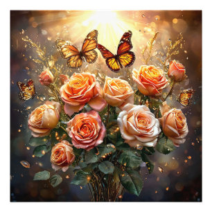 Schöner Rosenstrauß Fotodruck