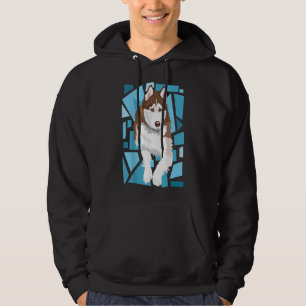 schöner rot sibirischer Husky mit blauen Augen Hoodie