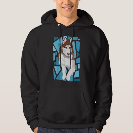 schöner rot sibirischer Husky mit blauen Augen Hoodie (Vorderseite)