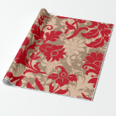 Schöner roter brauner Damast Geschenkpapier (Ungerollt)