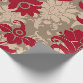 Schöner roter brauner Damast Geschenkpapier (Ecke)