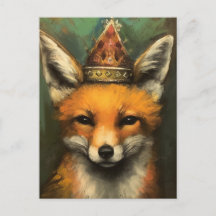 Schöner Roter Fuchs in einem kronengrünen Hintergr