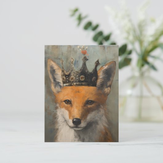 Schöner Roter Fuchs in einer Kronenmalerei Postkarte (Stehend Vorderseite)