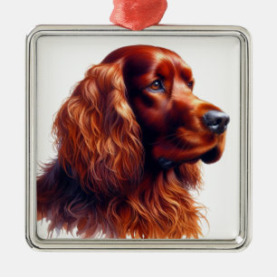 SCHÖNER ROTER IRISH SETTER DOG ORNAMENT AUS METALL