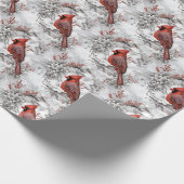 Schöner Roter Kardinal auf dem Snowy Branch Winter Geschenkpapier (Ecke)