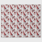 Schöner Roter Kardinal auf dem Snowy Branch Winter Geschenkpapier (Flach)