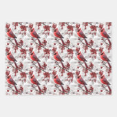 Schöner Roter Kardinal auf dem Snowy Branch Winter Geschenkpapier Set (Vorderseite 3)