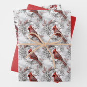 Schöner Roter Kardinal auf dem Snowy Branch Winter Geschenkpapier Set (Beispiel)